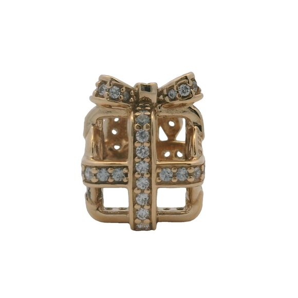 Pandora 14kt Yellow Gold CZ Cubic Zirconia All Wrapped Up Spacer Slider Charm - Picture 3 of 6